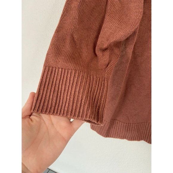 J. Jill women's large‎ brown 3/4 sleeve button front v-neck cardigan sweater - Picture 5 of 6